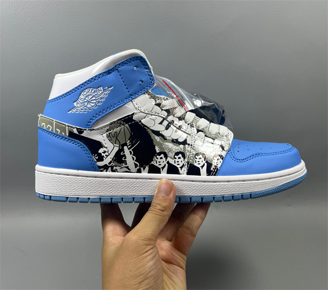 Men's Running Weapon Air Jordan 1 Blue/White Shoes 0701